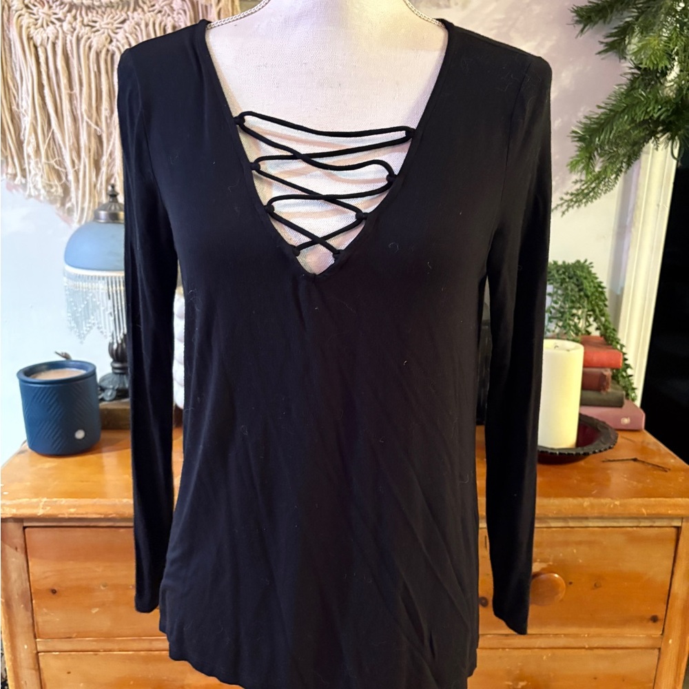 Old navy Black Crisscross Long Sleeve Top